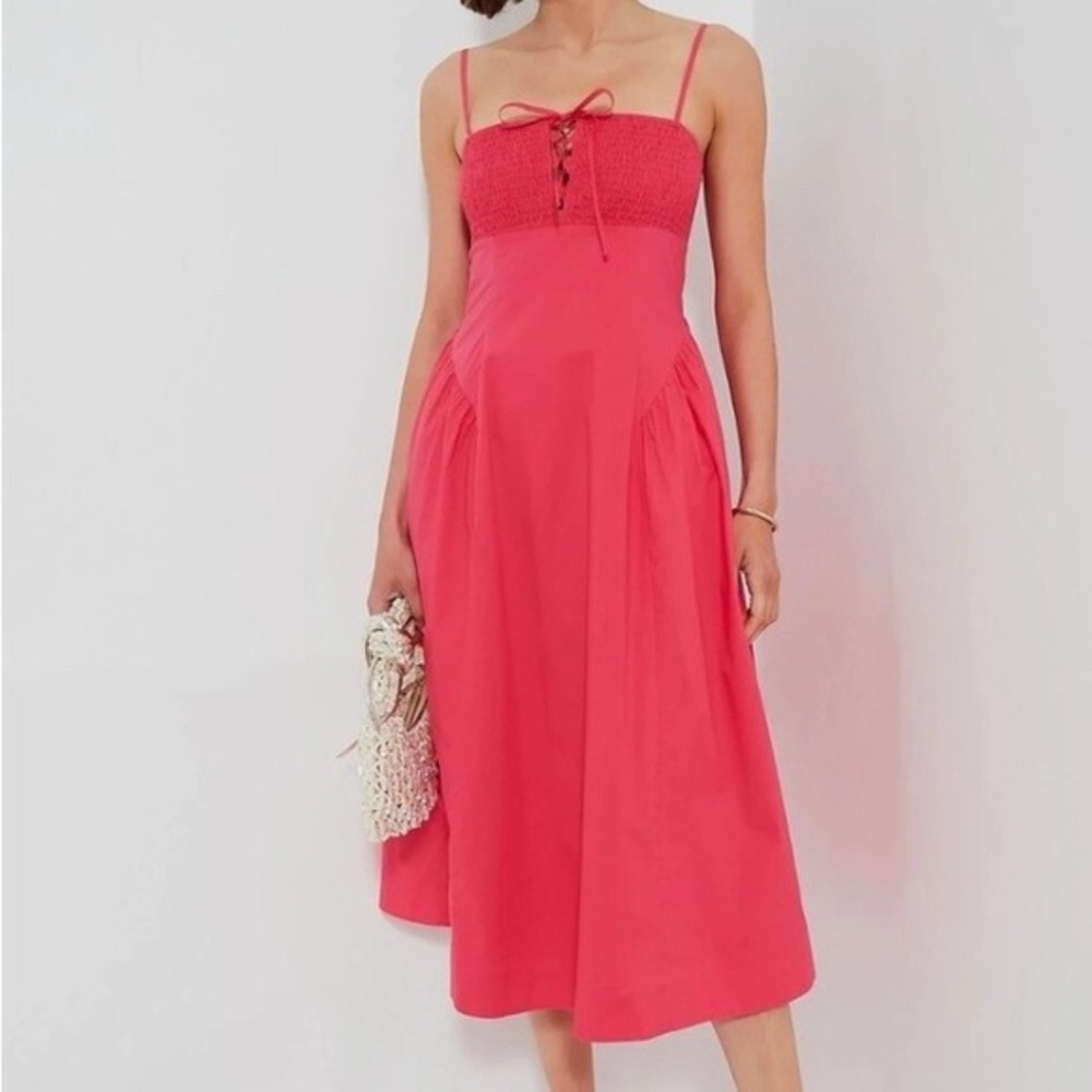Tuckernuck Hyacinth House Smocked‎ Corset Maxi Dress Watermelon Pink XXS New